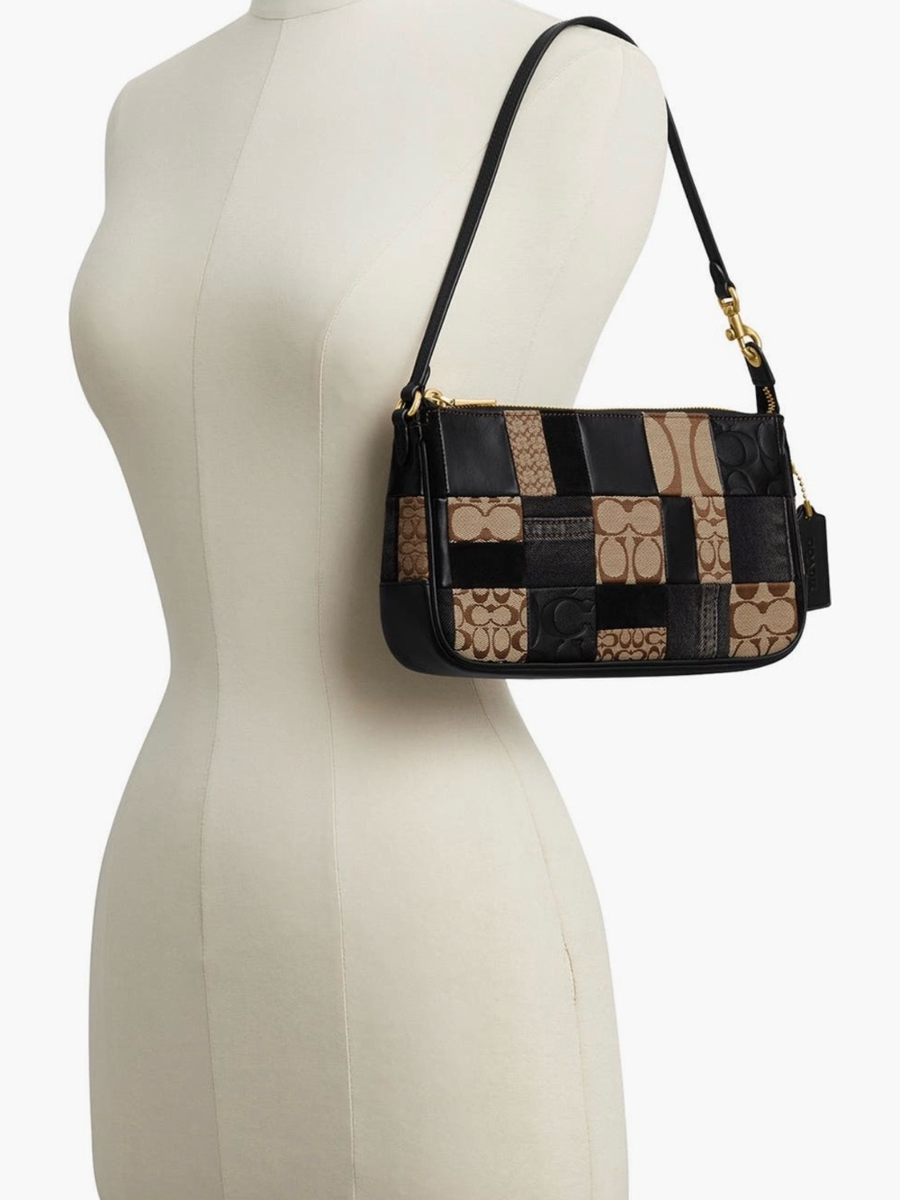 Coach Patchwork Shoulder Bag in Brown and Black